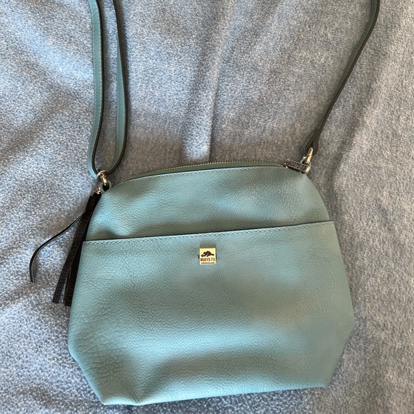 New Roots Crossbody vegan leather bag. Robins egg blue. - Picture 1 of 3